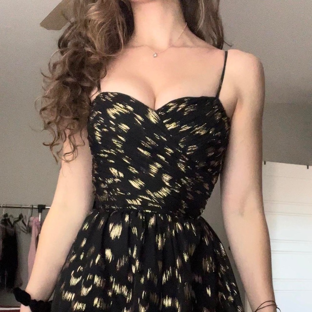 NWT Max & Cleo Gold Metallic Hi Lo Dress